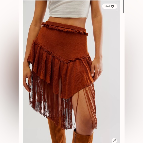 Free People Understated Leather Cabaret Cowboy Knitted Ruffles Skirt M/L - Picture 3 of 8